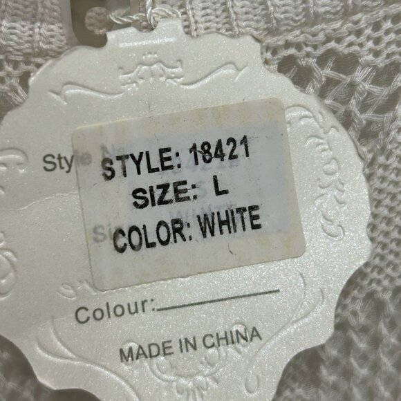 Simply Couture White Knit Heart Pattern Scoop Neck Top High-Low Hem Sz S Relaxed - Picture 9 of 12